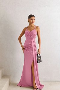 VESTIDO DE FESTA EMILY DRAPEADO BUSTO - ROSA