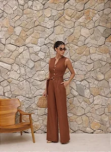 MACACÃO COM FIVELA DOURADA - CAMEL