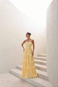 VESTIDO ESPANHA LONGO T.Q.C CAMADAS - CAMOMILA