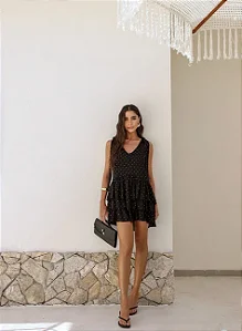 VESTIDO CURTO SAIA BABADO - PRETO