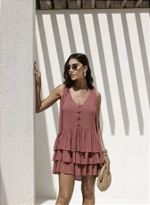 VESTIDO CURTO SAIA BABADO - ROSÉ