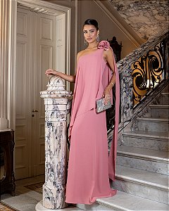 VESTIDO DE FESTA VENEZA CALDA FLOR - ROSA CANELA
