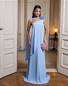 VESTIDO DE FESTA VENEZA CALDA FLOR - AZUL SERENITY