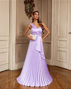 VESTIDO DE FESTA UM OMBRO CREPE VOGUE - LAVANDA