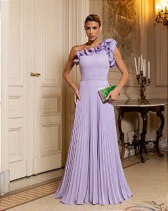VESTIDO DE FESTA BOHEMIAN OMBRO FLOWERS - LAVANDA