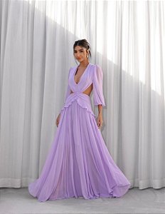 VESTIDO LONGO FLORIANÓPOLIS CHIFFON - LILÁS