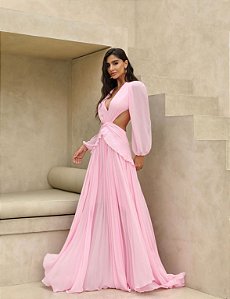 VESTIDO LONGO FLORIANÓPOLIS CHIFFON - ROSA