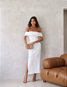 VESTIDO BELA LONGUETE TUBINHO ALFAITARIA - OFF WHITE