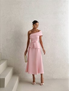 VESTIDO LARA MIDI COM CINTO - ROSA