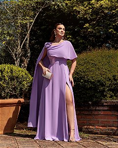 VESTIDO DE FESTA LONGO GARDEN DETALHE CAPA - LAVANDA