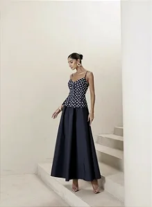 SAIA LONGUETE TRICOLINE EVASÊ - AZUL MARINHO