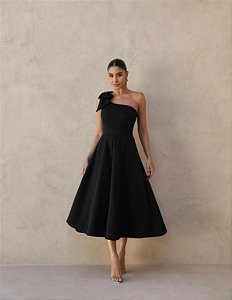 VESTIDO LAYS MIDI LAÇO - PRETO