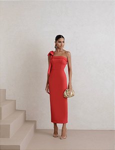 VESTIDO LONGUETE CÁSSIA ALFAIATARIA - VERMELHO