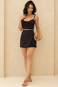 CONJUNTO DUDA CROPPED E SHORT SAIA - PRETO