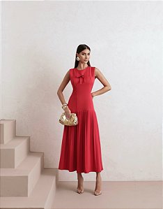 VESTIDO MARIAH MIDI PLISSADO - VERMELHO