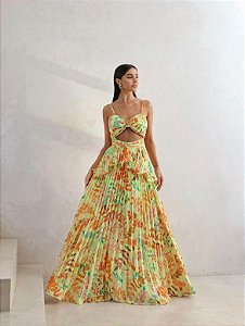 VESTIDO LUIZA LONGO ESTAMPADO - VERDE