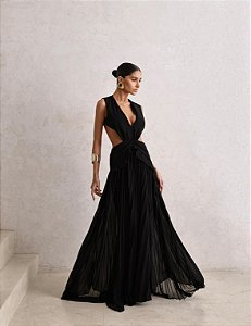 VESTIDO LONGO MANUELA CHIFFON - PRETO