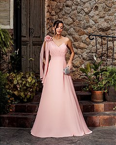VESTIDO DE FESTA ORQUIDEA CREPE MUSSELINE - ROSÉ
