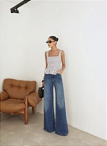 CALÇA JEANS WIDE BRUXELAS - AZUL