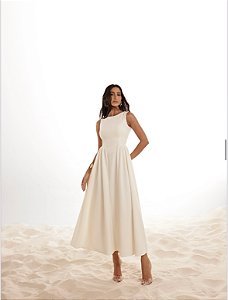 VESTIDO LONGO COSTAS ABERTA FLÁVIA - OFF WHITE