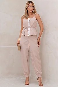 CONJUNTO AGNES CALÇA E BLUSA DETALHE BOTÕES - BEGE