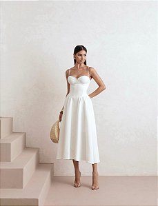 VESTIDO BRENDA MEIA TAÇA ALFAIATARIA - BRANCO