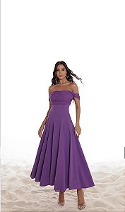VESTIDO MIDI SAFIRA OMBRO A OMBRO - VIOLETA