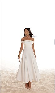 VESTIDO MIDI SAFIRA OMBRO A OMBRO - OFF WHITE