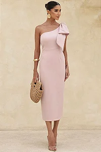 VESTIDO SAMANTA MIDI UM OMBRO LAÇO - ROSA