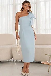 VESTIDO SAMANTA MIDI UM OMBRO LAÇO - AZUL