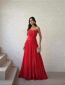 VESTIDO DE FESTA SUMMER LONGO T.Q.C. - VERMELHO