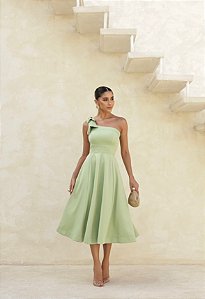 VESTIDO LAYS MIDI LAÇO - VERDE CLARO