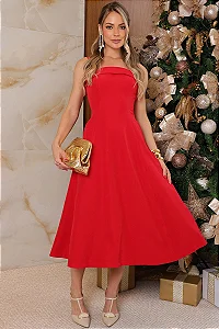VESTIDO TEODORA COM ALÇA E BOLSOS - VERMELHO
