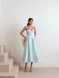 VESTIDO BRENDA MEIA TAÇA ALFAIATARIA - AZUL CLARO