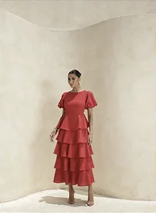 VESTIDO LU CAMADAS - VERMELHO