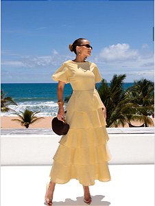 VESTIDO LU CAMADAS - MANTEIGA
