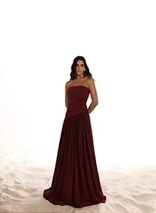 VESTIDO DE FESTA DINAMARCA LONGO CAPA DRADEAPA - VINHO