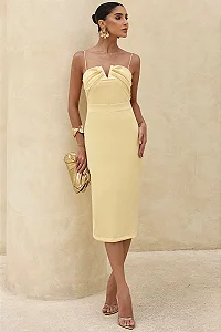 VESTIDO JULIANA TUBINHO COM PREGAS FRENTE - AMARELO