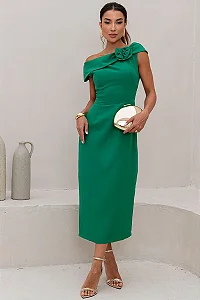 VESTIDO LEILA TUBINHO COM DETALHE FLOR - VERDE