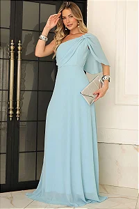 VESTIDO JAMILE LONGO UM OMBRO - AZUL SERENITY