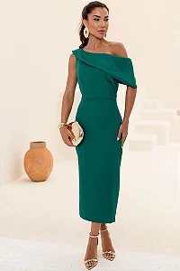 VESTIDO FABI MIDI UM OMBRO SÓ - VERDE