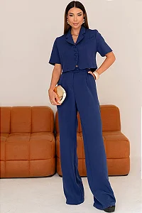 CALÇA SELENA ALFAIATARIA BOLSOS FRENTE - AZUL MARINHO