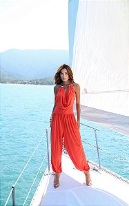 MACACÃO LARA ALADIN COLAR METAL - LARANJA