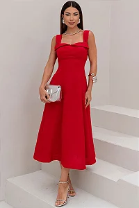 VESTIDO FRANCISCA MIDI ALÇA LARGA - VERMELHO