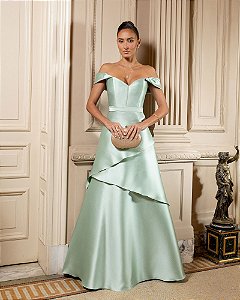 VESTIDO VITÓRIA ZIBELINE OMBRO A OMBRO - VERDE MENTA