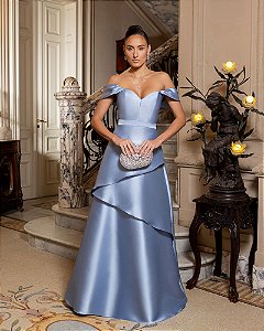 VESTIDO VITÓRIA ZIBELINE OMBRO A OMBRO - AZUL SERENITY
