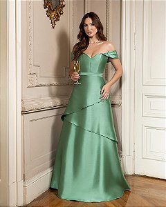 VESTIDO VITÓRIA ZIBELINE OMBRO A OMBRO - VERDE OLIVA