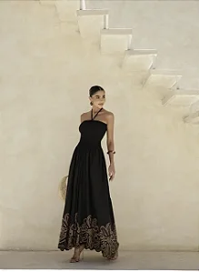 VESTIDO GRAMADO LAISE BARRADO - PRETO