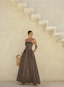 VESTIDO LONGO POÁ JUJU - MARROM