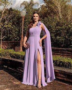 VESTIDO DE FESTA RANCHCORE MANGA AMPLA OMBRO - LAVANDA